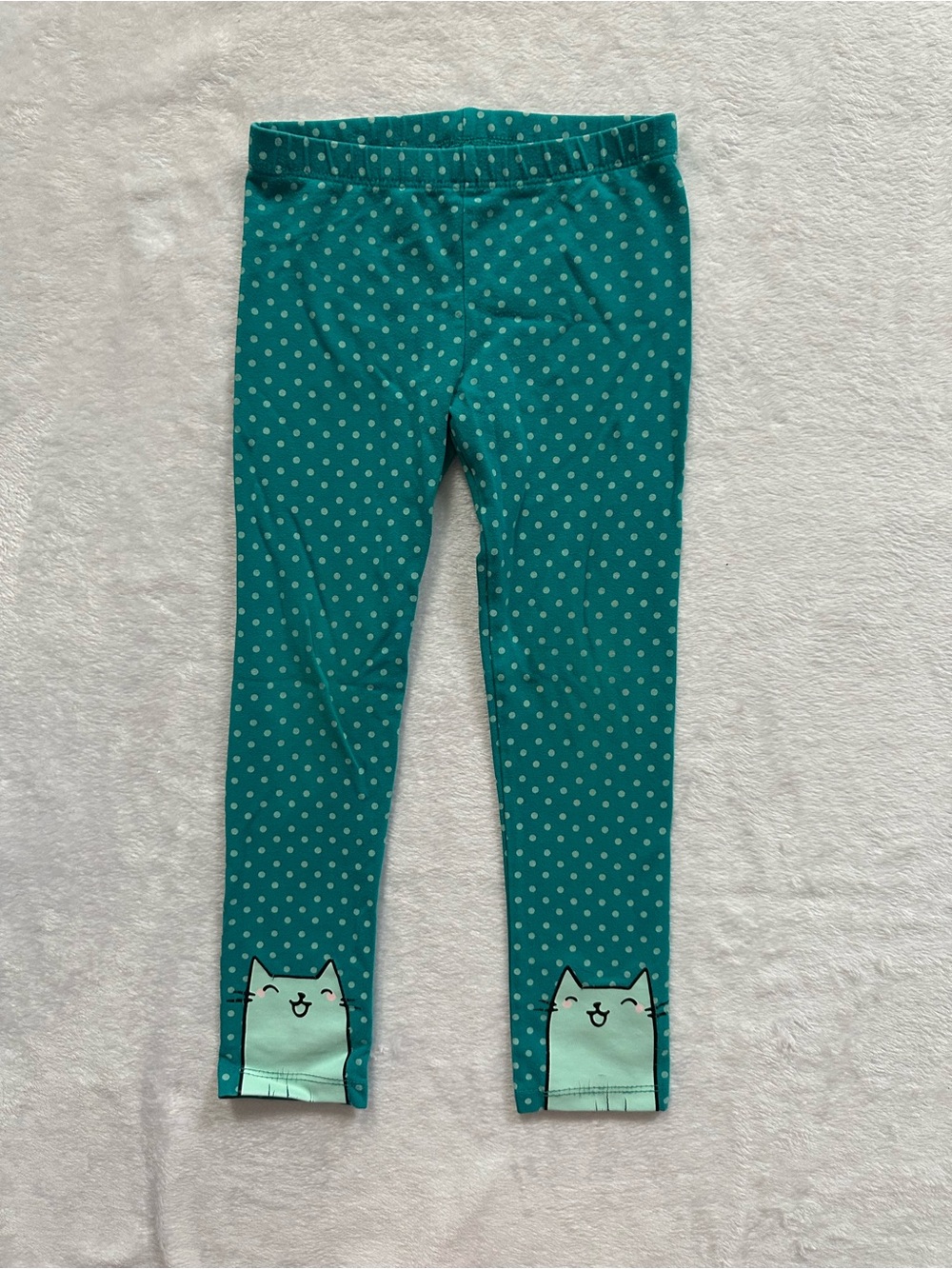 Cat & Jack Polka Dot Cat Leggings Teal Toddler Girls Size 4T